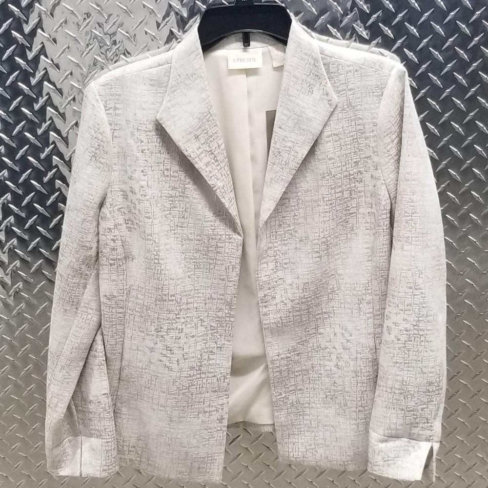 Chico’s Silver Sher Shine Jacket Texture Jacket 1